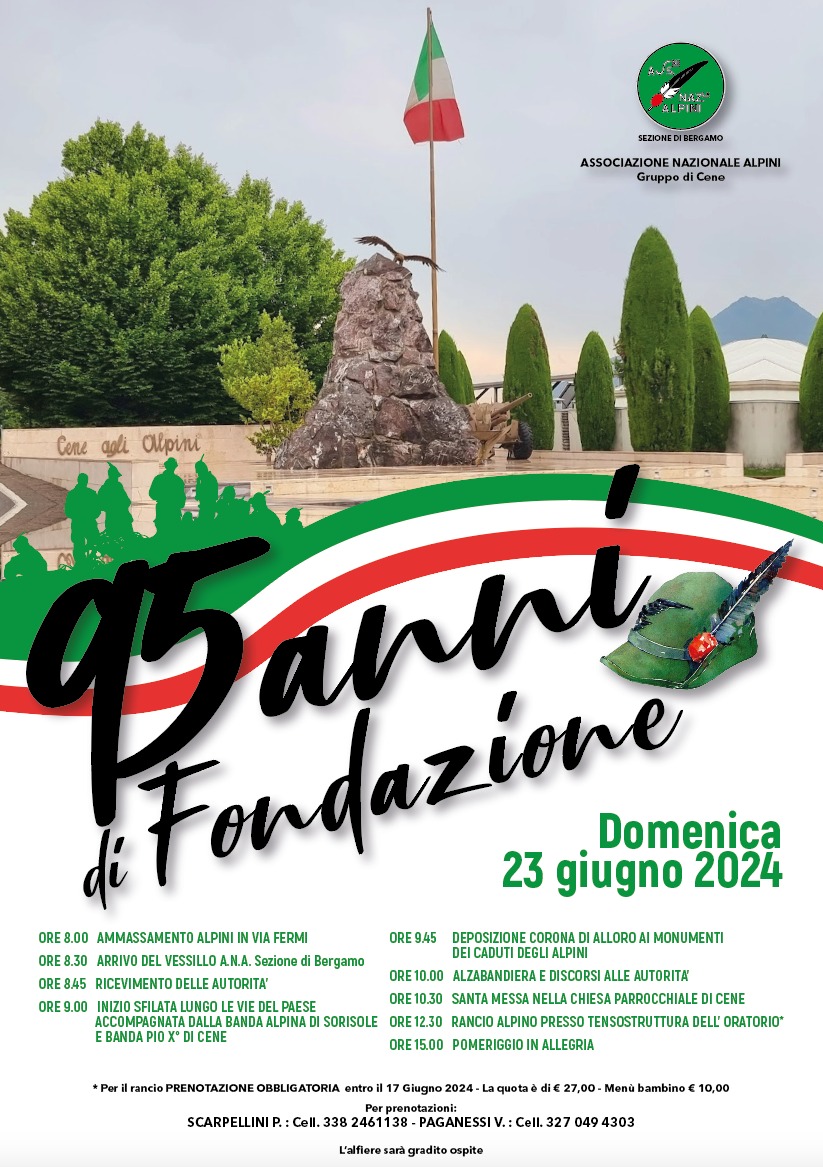 95° Anniversario Fondazione Gruppo Alpini Cene